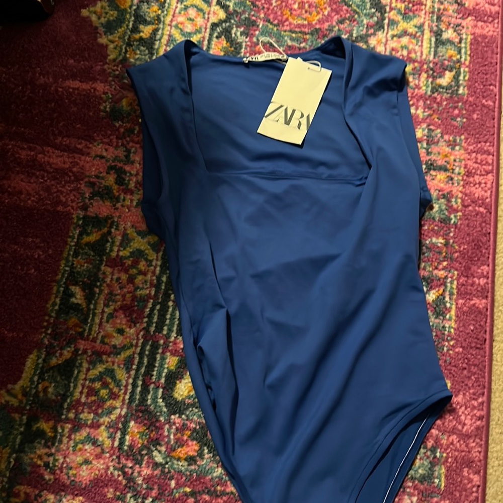 blue zara bodysuit